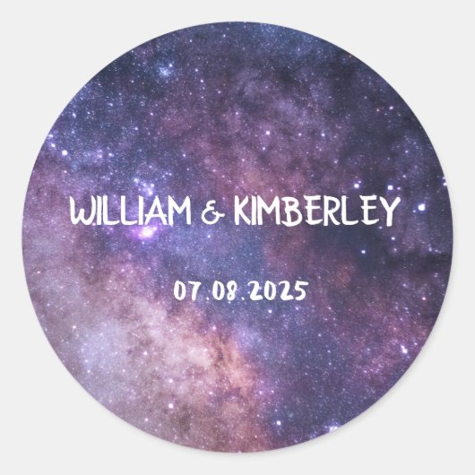 Milky Way Stars Sky Galaxy Elegant Wedding Ronde Sticker (Voorkant)