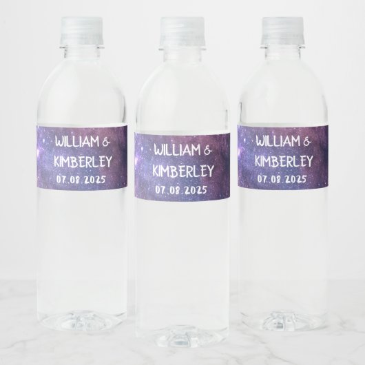 Milky Way Stars Sky Galaxy Elegant Wedding Waterfles Etiket (Flessen)