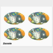MILKYWAY HALLOWEEN MYSTICAL CAT STICKERS Oval (Vel)