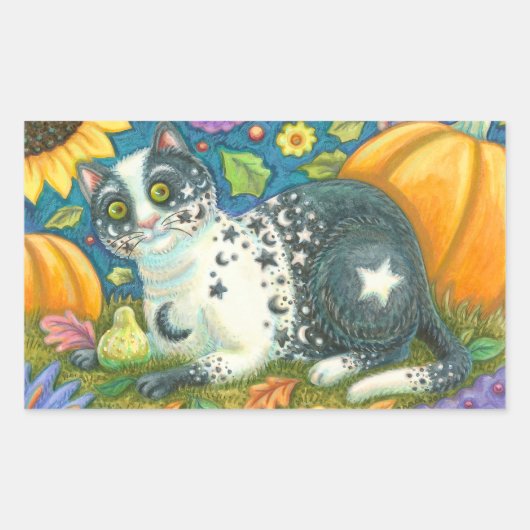 MILKYWAY HALLOWEEN MYSTICAL CAT STICKERS Rectangle (Voorkant)