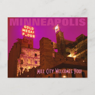 Mill City bij nacht Briefkaart