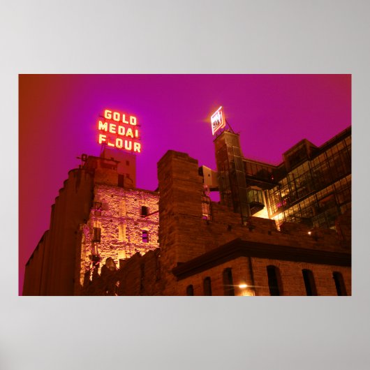 Mill City bij nacht Poster (Voorkant)