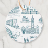 Mill City Toile (Lowell, MA) Blauw/Wit Bedankjes Labels (Achterkant)