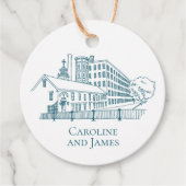 Mill City Toile (Lowell, MA) Blauw/Wit Bedankjes Labels (Voorkant)