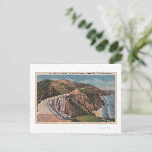 Mill Creek Bridge op San Simeon Hwy vlakbij Briefkaart (Staand voorkant)