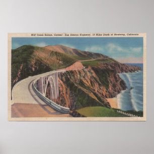Mill Creek Bridge op San Simeon Hwy vlakbij Poster