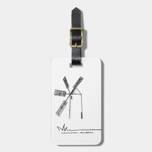 mill op witte achtergrond bagagelabel (Voorkant verticaal)