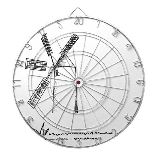 mill op witte achtergrond dartbord (Voorkant)