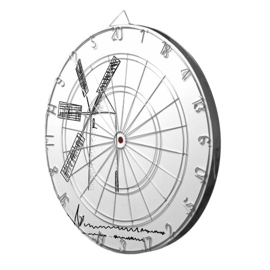 mill op witte achtergrond dartbord (Voorkant Rechts)