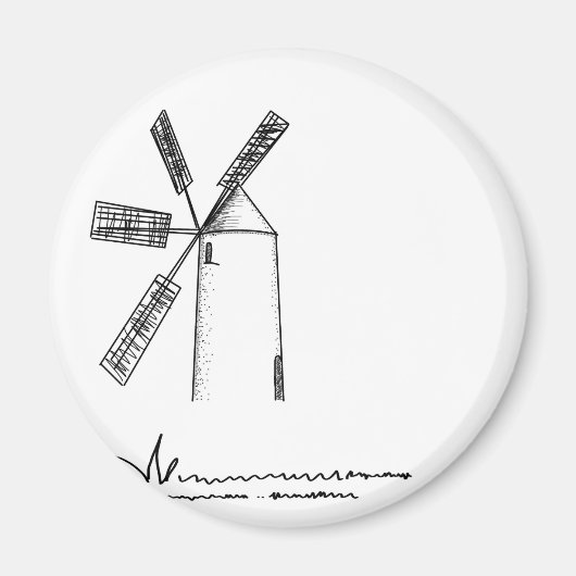 mill op witte achtergrond magneet (Voorkant)