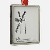 mill op witte achtergrond metalen ornament (Rechts)