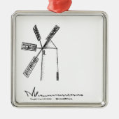 mill op witte achtergrond metalen ornament (Voorkant)