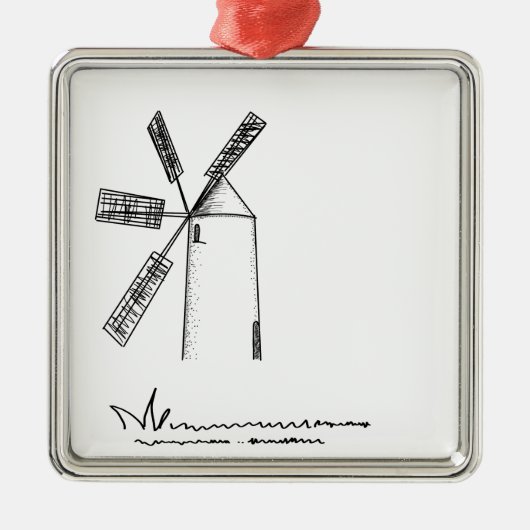 mill op witte achtergrond metalen ornament (Voorkant)