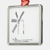 mill op witte achtergrond metalen ornament (Links)