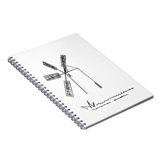 mill op witte achtergrond notitieboek (Rechterzijde)