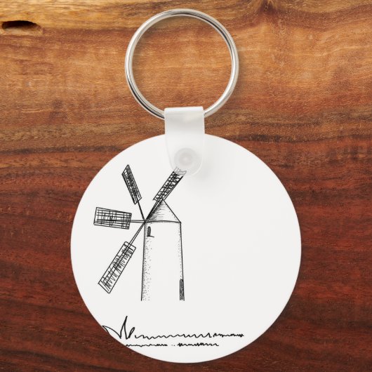 mill op witte achtergrond sleutelhanger (Voorkant)