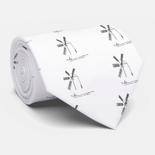 mill op witte achtergrond stropdas (Opgerold)