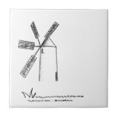 mill op witte achtergrond tegeltje (Voorkant)