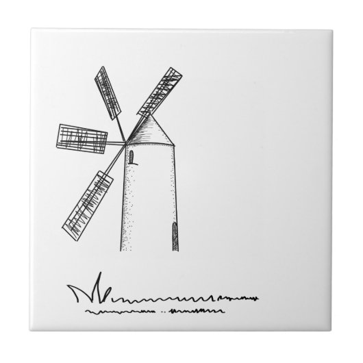 mill op witte achtergrond tegeltje (Voorkant)