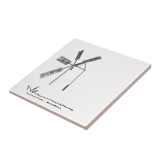 mill op witte achtergrond tegeltje (Zijkant)