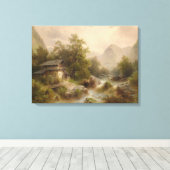 Mill over een bergstroom (door Albert Rieger) Canvas Afdruk (Insitu (Houten vloer))