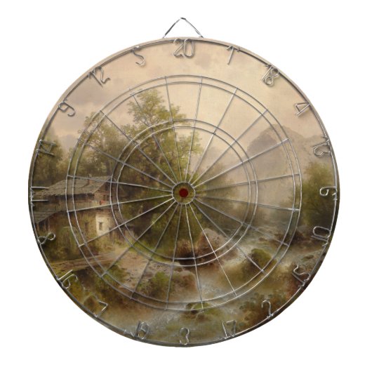 Mill over een bergstroom (door Albert Rieger) Dartbord (Voorkant)