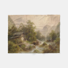 Mill over een bergstroom (door Albert Rieger) Fleece Deken