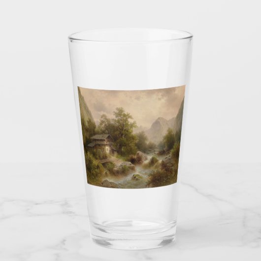 Mill over een bergstroom (door Albert Rieger) Glas (Voorkant)