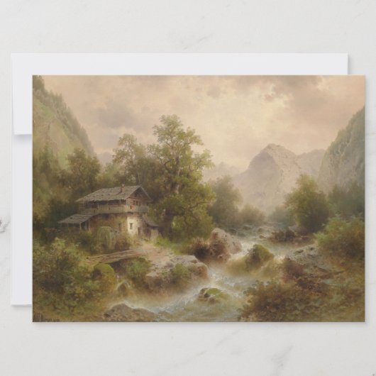Mill over een bergstroom (door Albert Rieger) Kaart (Voorkant)