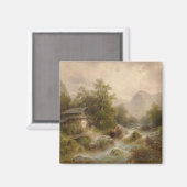 Mill over een bergstroom (door Albert Rieger) Magneet (Voorkant / Achterkant)