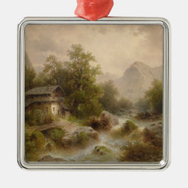 Mill over een bergstroom (door Albert Rieger) Metalen Ornament