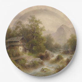 Mill over een bergstroom (door Albert Rieger) Papieren Bordje