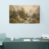 Mill over een bergstroom (door Albert Rieger) Spandoek (Beurs)