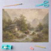 Mill over een bergstroom (door Albert Rieger) Tissuepapier (Craft)