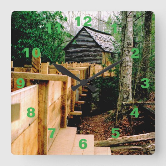 Mill Scene Clock Vierkante Klok (Voorkant)