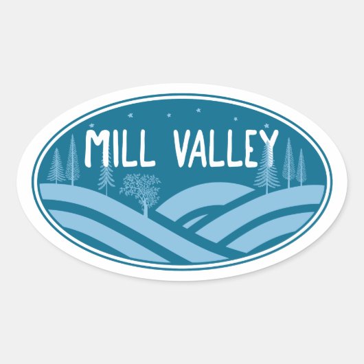 Mill Valley Californië in de buitenlucht Ovale Sticker (Voorkant)