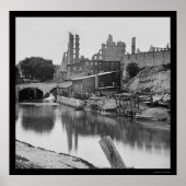 Mill van James River & Richmond, VA 1865 Poster (Voorkant)