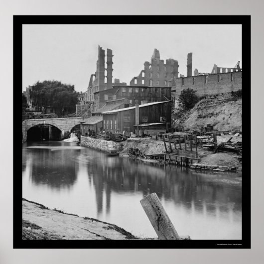 Mill van James River & Richmond, VA 1865 Poster (Voorkant)