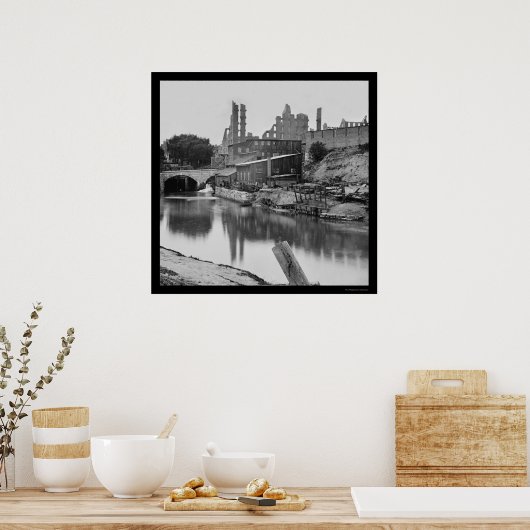 Mill van James River & Richmond, VA 1865 Poster (Keuken)