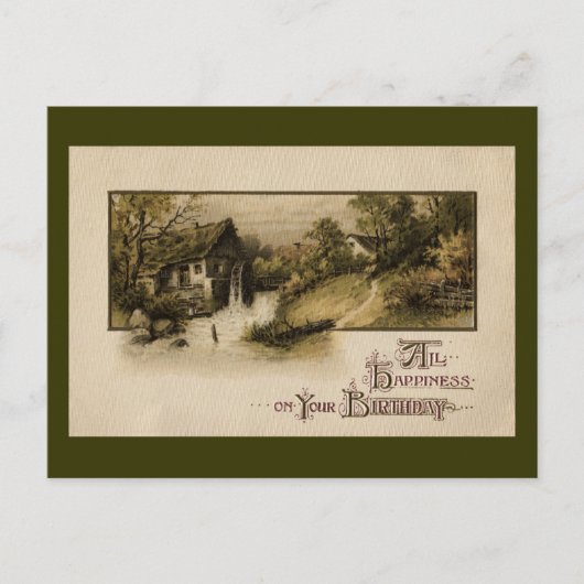 Mill Waterwheel Verjaardag Briefkaart (Voorkant)
