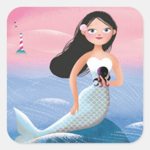 Milla de Mermaid illustratie Vierkante Sticker
