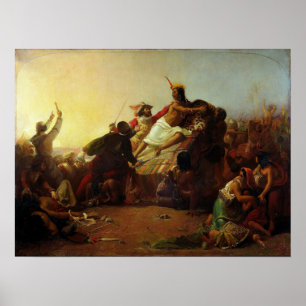 Millais - Pizarro grijpt de Inca van Peru Poster