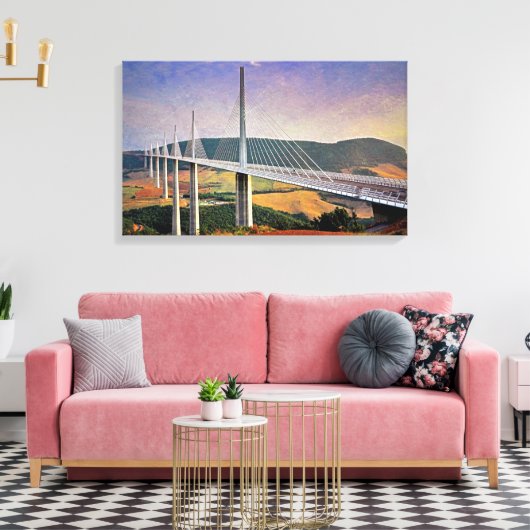 Millau Viaduct, Frankrijk Canvas Afdruk (Insitu (Woonkamer))