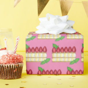 Mille Feuille Frans Voedsel Bladerdeeg Frambozen Cadeaupapier