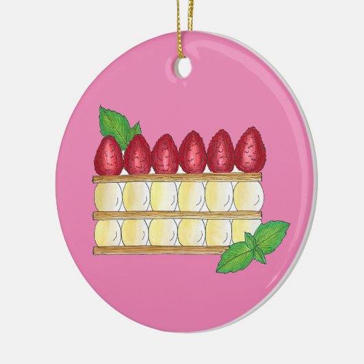 Mille Feuille Frans Voedsel Bladerdeeg Frambozen Keramisch Ornament (Links)