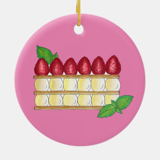 Mille Feuille Frans Voedsel Bladerdeeg Frambozen Keramisch Ornament (Achterkant)