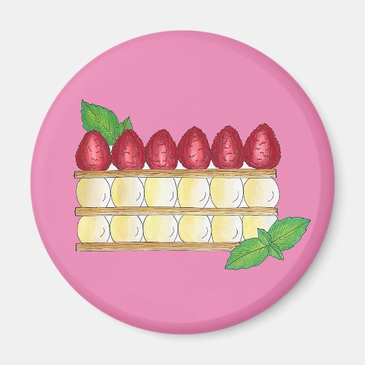 Mille Feuille Frans Voedsel Bladerdeeg Frambozen Magneet (Voorkant)