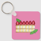 Mille Feuille Frans Voedsel Bladerdeeg Frambozen Sleutelhanger (Voorkant)