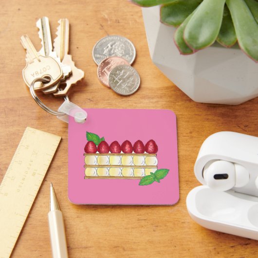 Mille Feuille Frans Voedsel Bladerdeeg Frambozen Sleutelhanger (Bureau)