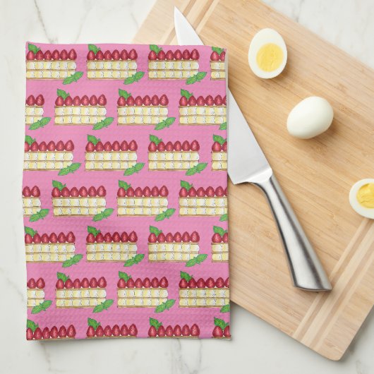 Mille Feuille Frans Voedsel Bladerdeeg Frambozen Theedoek (Quarter Fold)